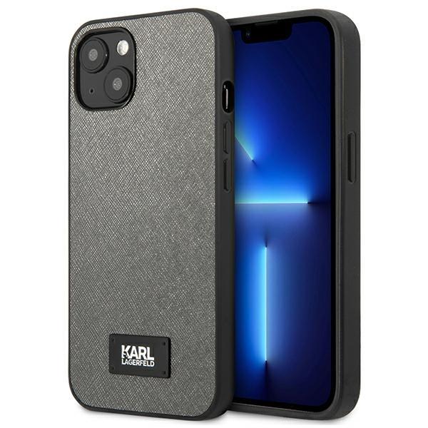 Etui Karl Lagerfeld Saffiano Plaque para iPhone 13 mini - prateado