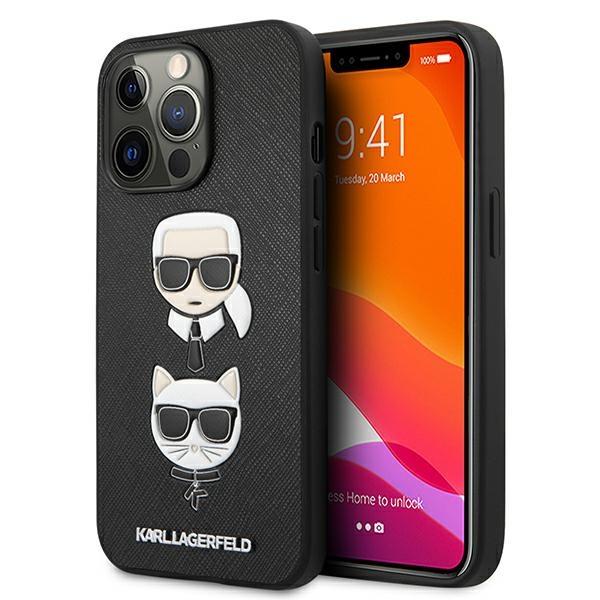 Capa Karl Lagerfeld Saffiano Karl&Choupette para iPhone 13 Pro Max - preta