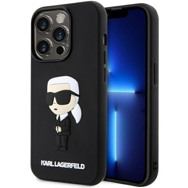 Etui Karl Lagerfeld Rubber Ikonik 3D para iPhone 14 Pro - preto