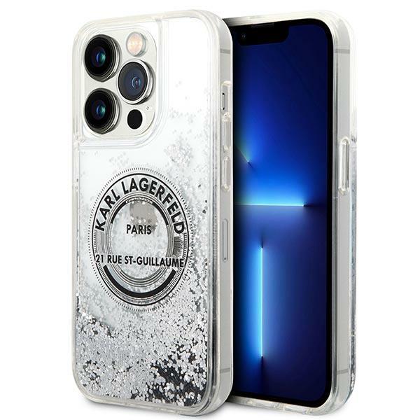 Capa Karl Lagerfeld Liquid Glitter RSG para iPhone 14 Pro - prateada