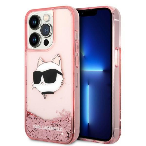 Capa Karl Lagerfeld Glitter Choupette Head para iPhone 14 Pro - rosa
