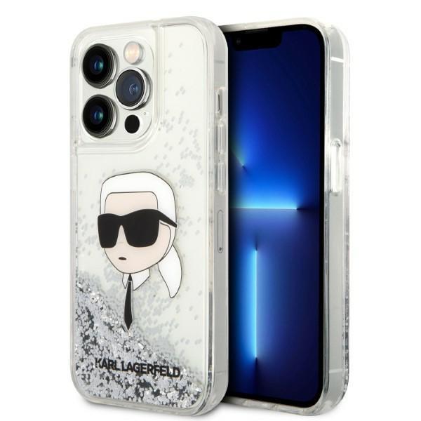 Estojo Karl Lagerfeld Glitter com a Cabeça do Karl para iPhone 14 Pro - prateado