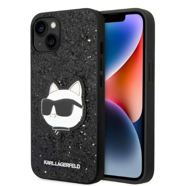 Etui Karl Lagerfeld Glitter Choupette Patch para iPhone 14 Plus - preto