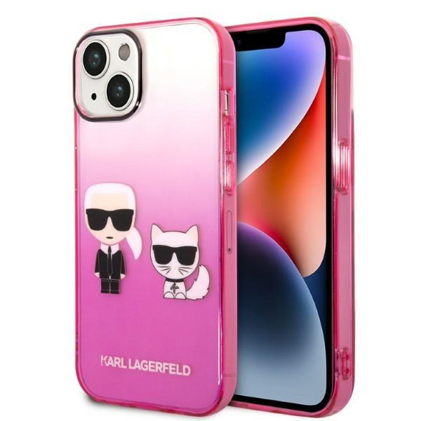 Capa Karl Lagerfeld Gradient Ikonik Karl&Choupette para iPhone 14 Plus - rosa
