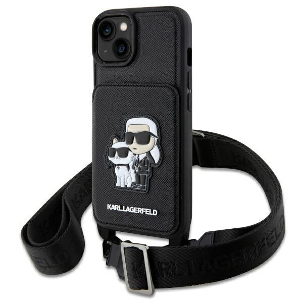 Etui Karl Lagerfeld Crossbody Saffiano Karl&Choupette para iPhone 14 - preto