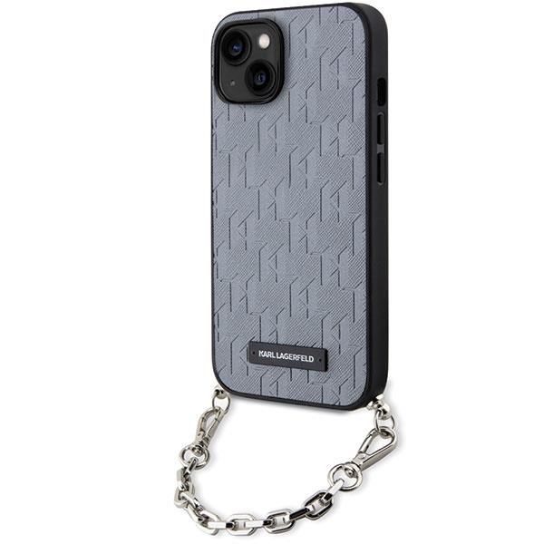 Etui Karl Lagerfeld Saffiano Monogram Chain para iPhone 14 - prateado