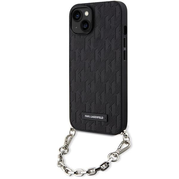 Etui Karl Lagerfeld Saffiano Monogram Chain para iPhone 14 - preto