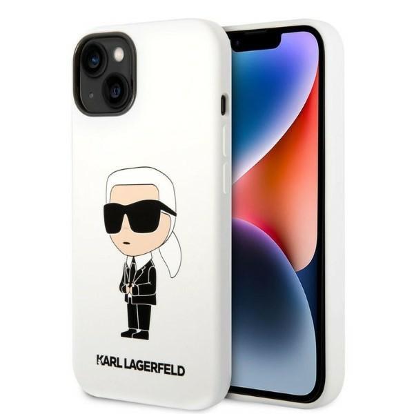 Capa de Silicone Ikonik Karl Lagerfeld para iPhone 14 - branca