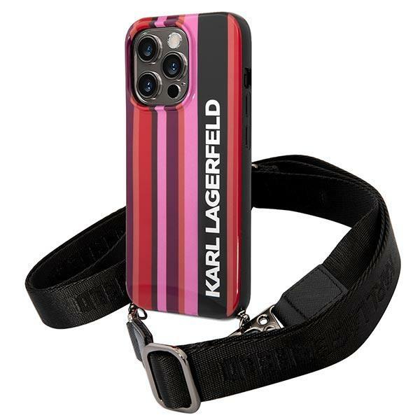 Capa Karl Lagerfeld Color Stripes Strap para iPhone 14 Pro Max - rosa