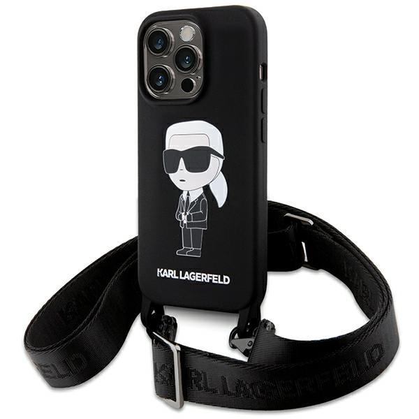 Etui Karl Lagerfeld Crossbody Silicone Ikonik para iPhone 15 Pro Max - preto