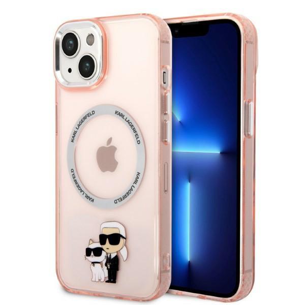 Capa Karl Lagerfeld Iconic Karl&Choupette MagSafe para iPhone 14 Plus - rosa