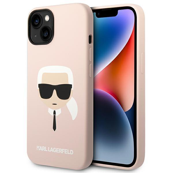 Capa Karl Lagerfeld de Silicone com Cabeça do Karl MagSafe para iPhone 14 Plus - rosa claro