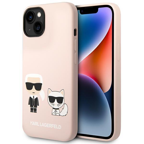 Capa Karl Lagerfeld de Silicone Karl&Choupette MagSafe para iPhone 14 Plus - rosa claro