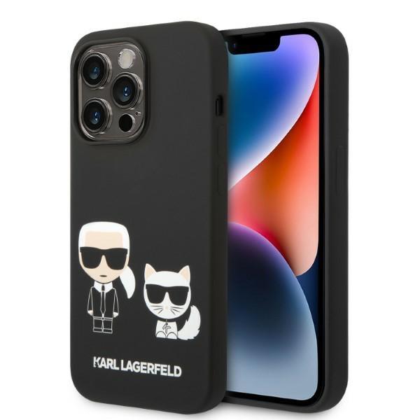 Capa Karl Lagerfeld de Silicone Líquido Karl&Choupette MagSafe para iPhone 14 Pro Max - preta