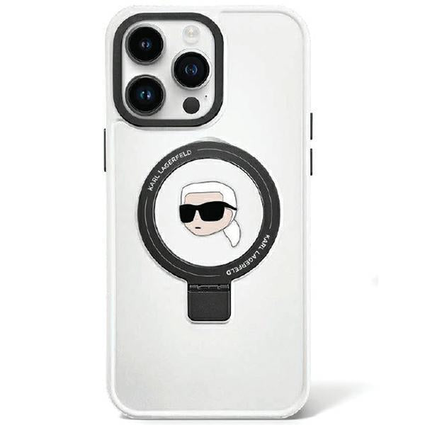 Capa Karl Lagerfeld Ring Stand Karl Head MagSafe para iPhone 15 Pro - branca