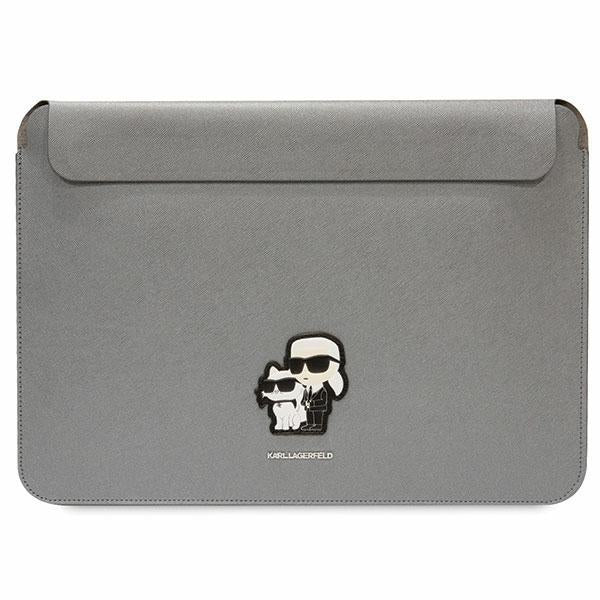 Capa Karl Lagerfeld Saffiano Karl&Choupette para laptop de 14" - prateada