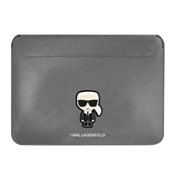 Capa Karl Lagerfeld Saffiano Ikonik Karl para laptop de 16'' - prateada