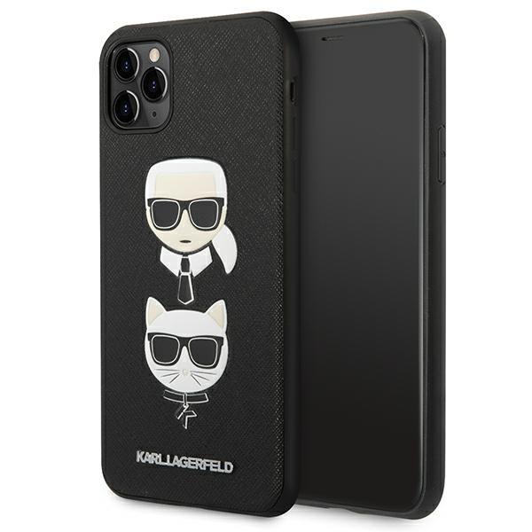 Etui Karl Lagerfeld Saffiano Karl&Choupette Head para iPhone 11 Pro Max - preto