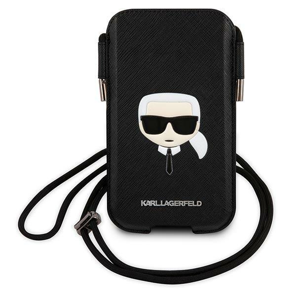 Bolsa Karl Lagerfeld Saffiano Ikonik Karl's Head - preta