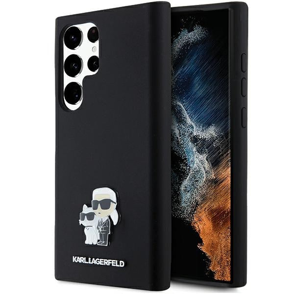 Estojo Karl Lagerfeld de Silicone com Pino Metálico Karl&Choupette para Samsung Galaxy S23 Ultra - preto