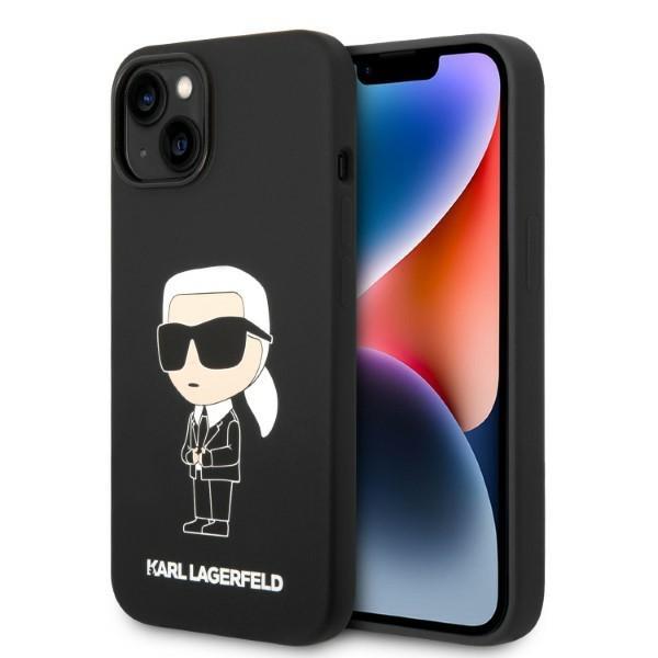 Capa de Silicone Ikonik Karl Lagerfeld para iPhone 14 Plus - preta
