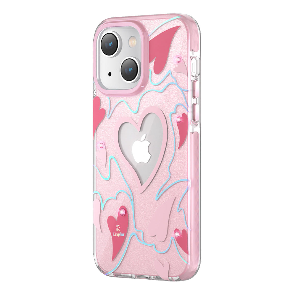 Kingxbar Heart Star Series capa para iPhone 14 capa com estrelas coração rosa