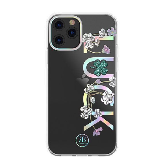 Kingxbar Lucky Series etui decorado com cristais Swarovski originais iPhone 12 mini transparente (Clover)