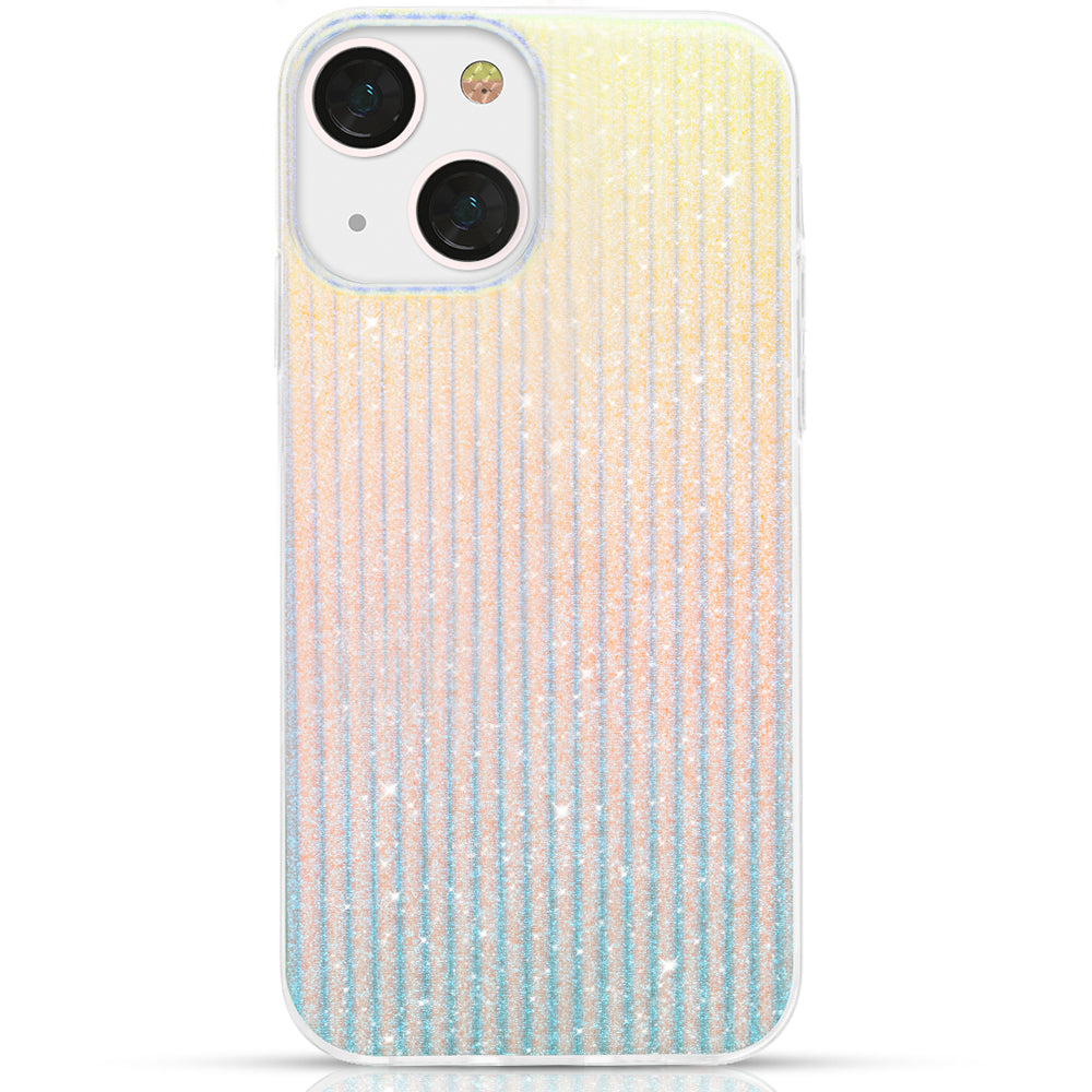 Série de Viagem Kingxbar capa de luxo elegante para iPhone 13 azul-laranja (Nuvens)