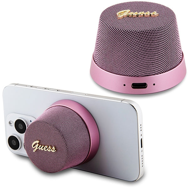 Alto-falante Bluetooth Guess Magnetic Script Metal - rosa