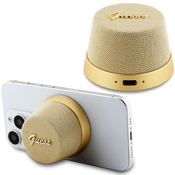 Caixa de som Bluetooth Guess Magnetic Script Metal - dourado