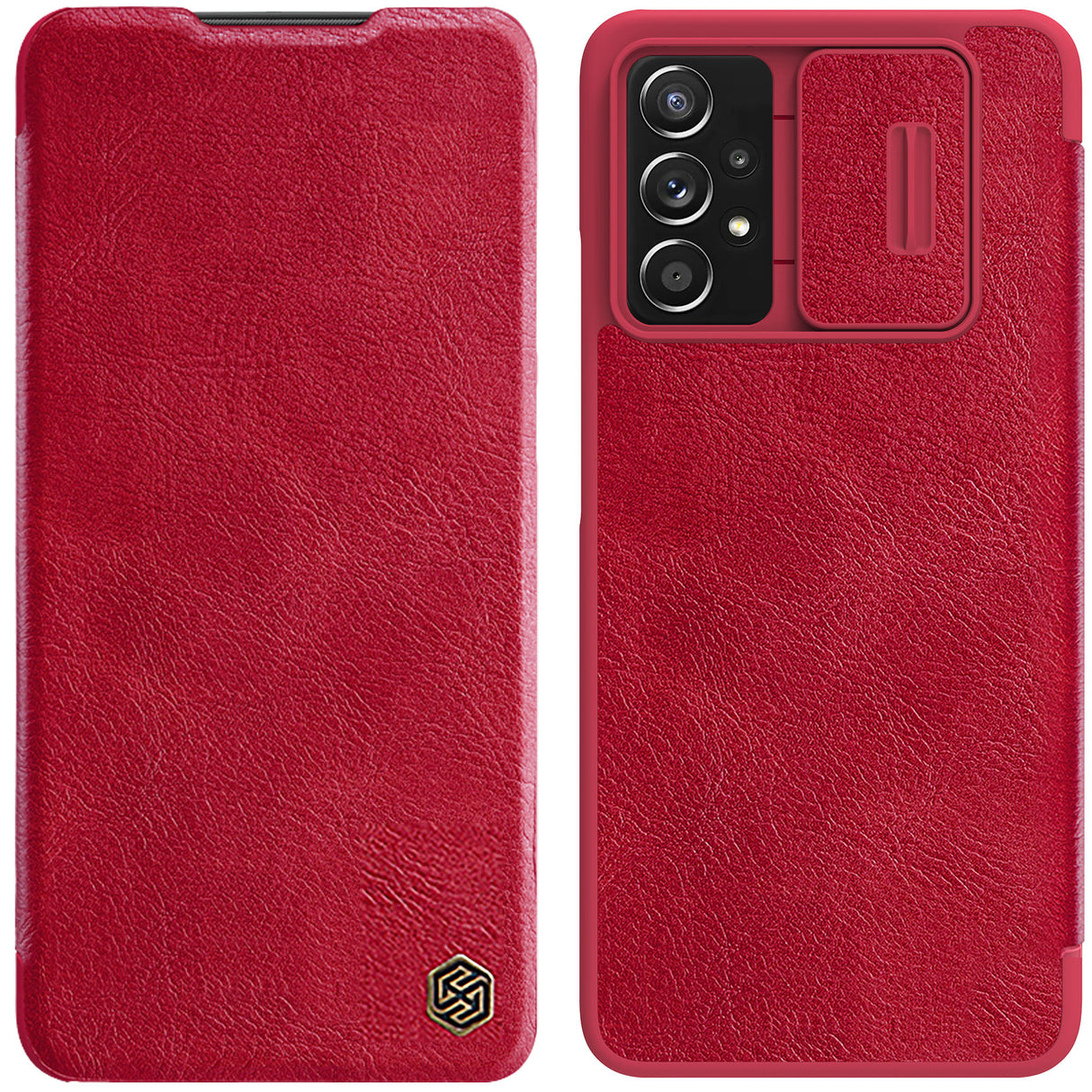 Capa de couro Nillkin Qin para Samsung Galaxy A73 na cor vermelha.