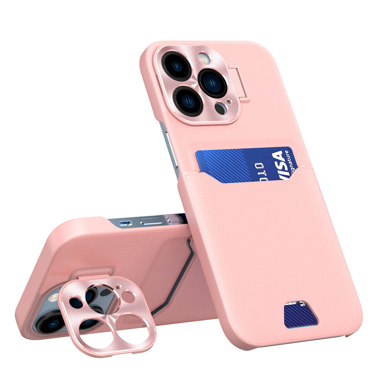 Capa de Couro com Suporte para Samsung Galaxy S23 Ultra, capa carteira para cartão com apoio na cor rosa