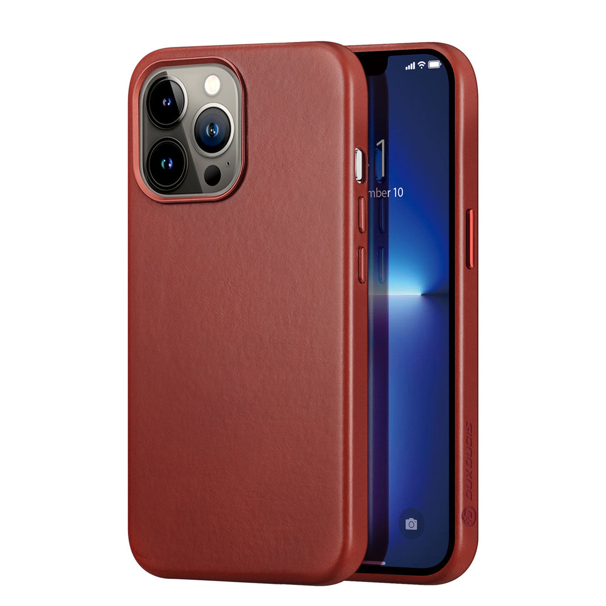 Dux Ducis Naples capa de couro para iPhone 13 Pro Max (compatível com MagSafe) vermelha