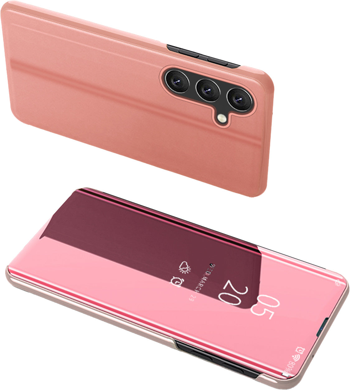 Capa Clear View Case para Samsung Galaxy A24 4G com aba rosa