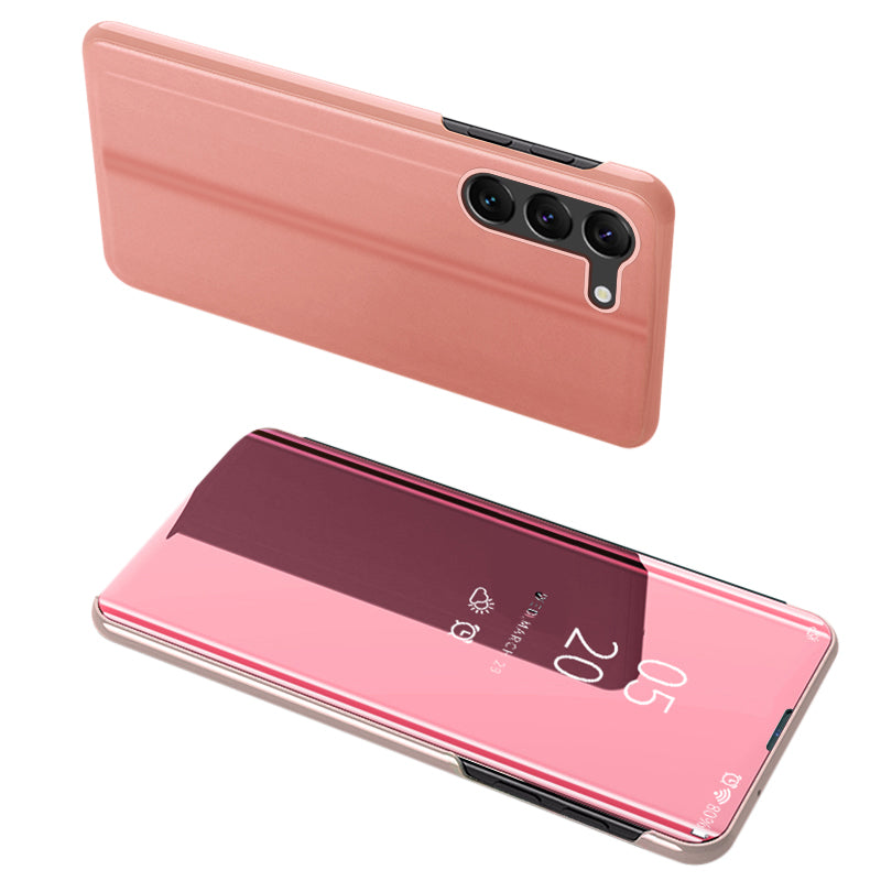 Capa Clear View Case para Samsung Galaxy S23 com tampa dobrável rosa