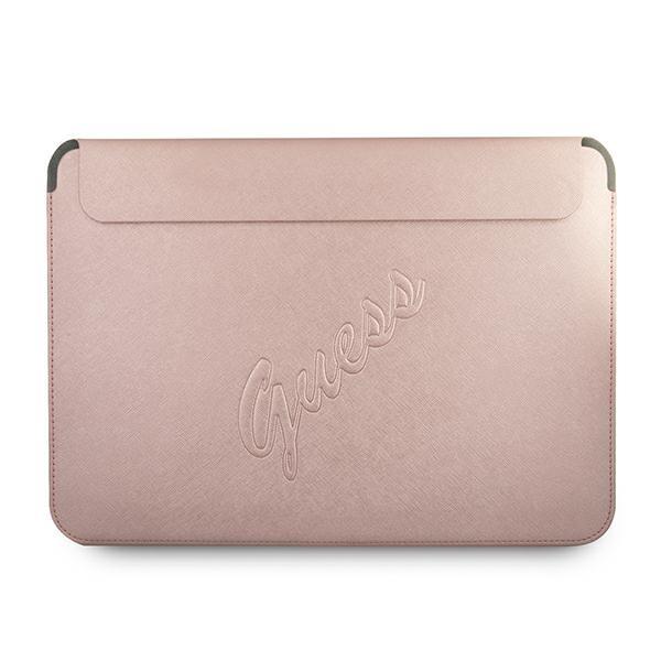 Capa Guess Saffiano Script para laptop de 13'' - rosa