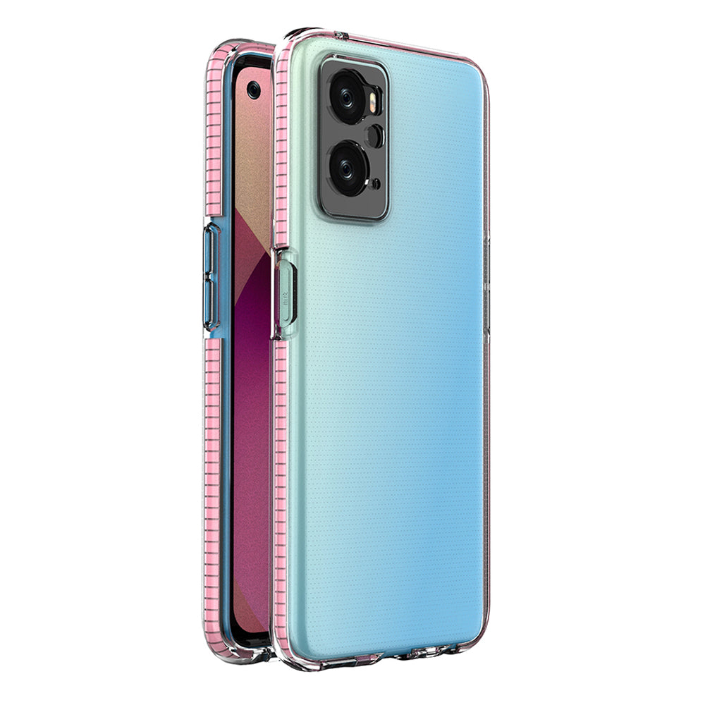 Capa Spring Case para Realme 9i, Oppo A36 / A76 / A96, capa de silicone com moldura em rosa claro