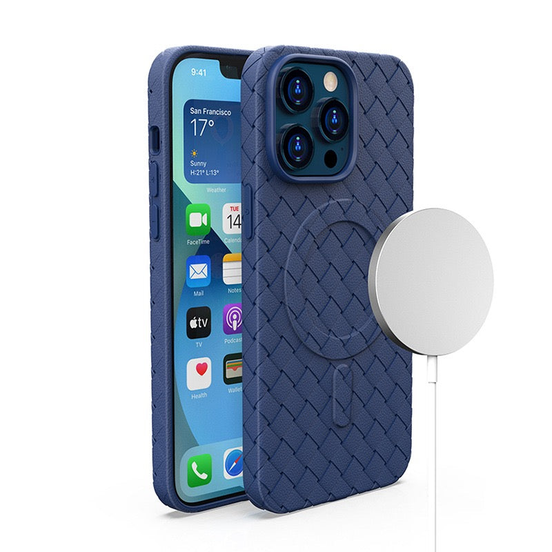 Capa Trançada MagSafe para iPhone 15 Pro Max - cor granada