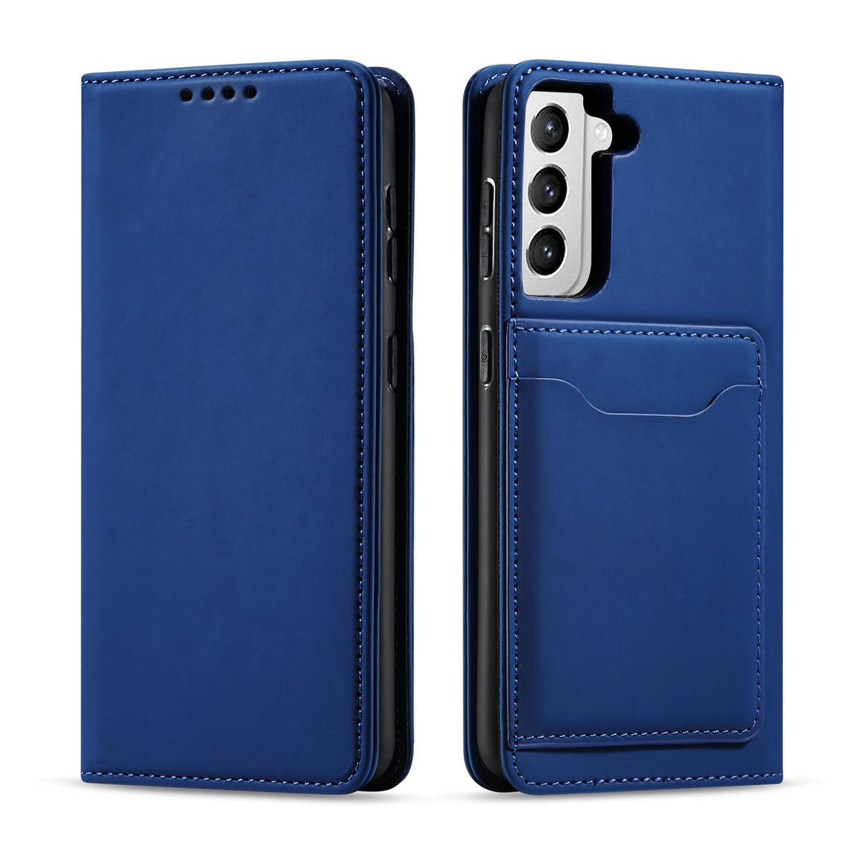 Capa Magnética para Cartões para Samsung Galaxy S22+ (S22 Plus), Capa tipo Carteira com Suporte, Azul