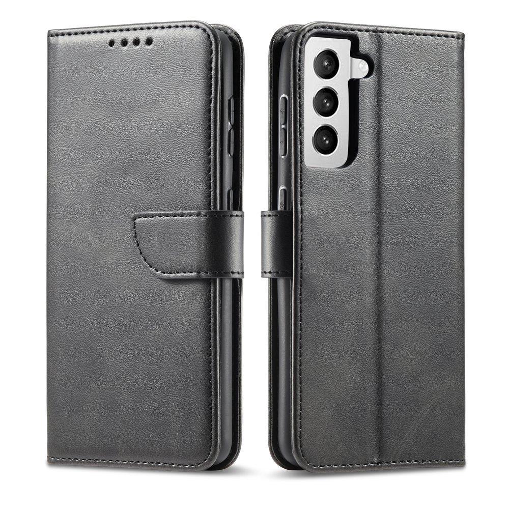 Caso Magnético elegante capa estojo com aba e função de suporte para Samsung Galaxy S22 Ultra preto