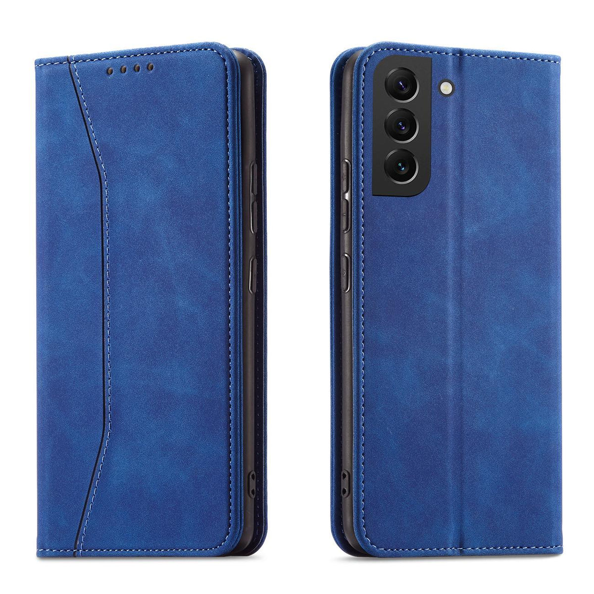Capa Magnética Fancy para Samsung Galaxy S23+ com aba, carteira e suporte na cor azul