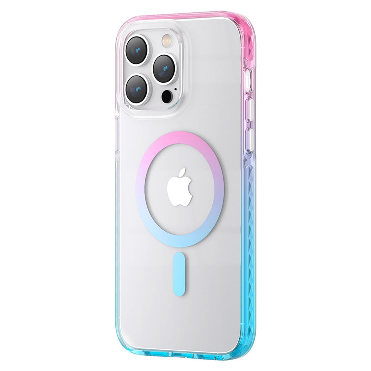 Kingxbar PQY Ice Crystal Series capa magnética para iPhone 14 Plus MagSafe rosa-azul