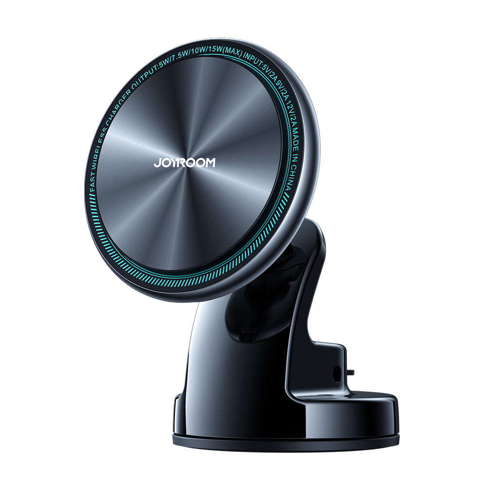 Joyroom suporte magnético com carregador indutivo Qi 15W (compatível com MagSafe) para o painel do carro prateado (JR-ZS290)
