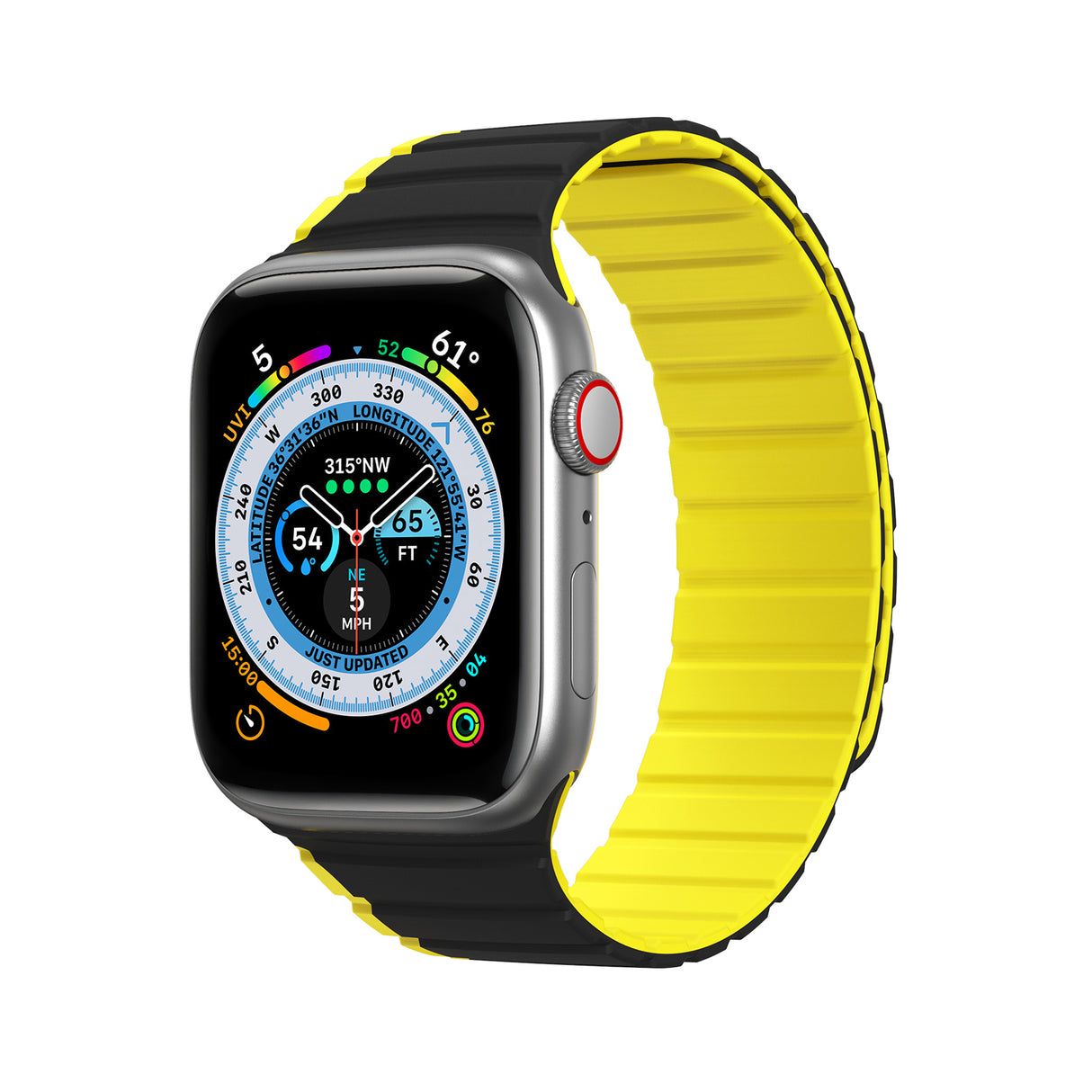 Pulseira Magnética Apple Watch SE, 9, 8, 7, 6, 5, 4, 3, 2, 1 (41, 40, 38 mm) Dux Ducis Strap (Versão LD) - preto-amarelo