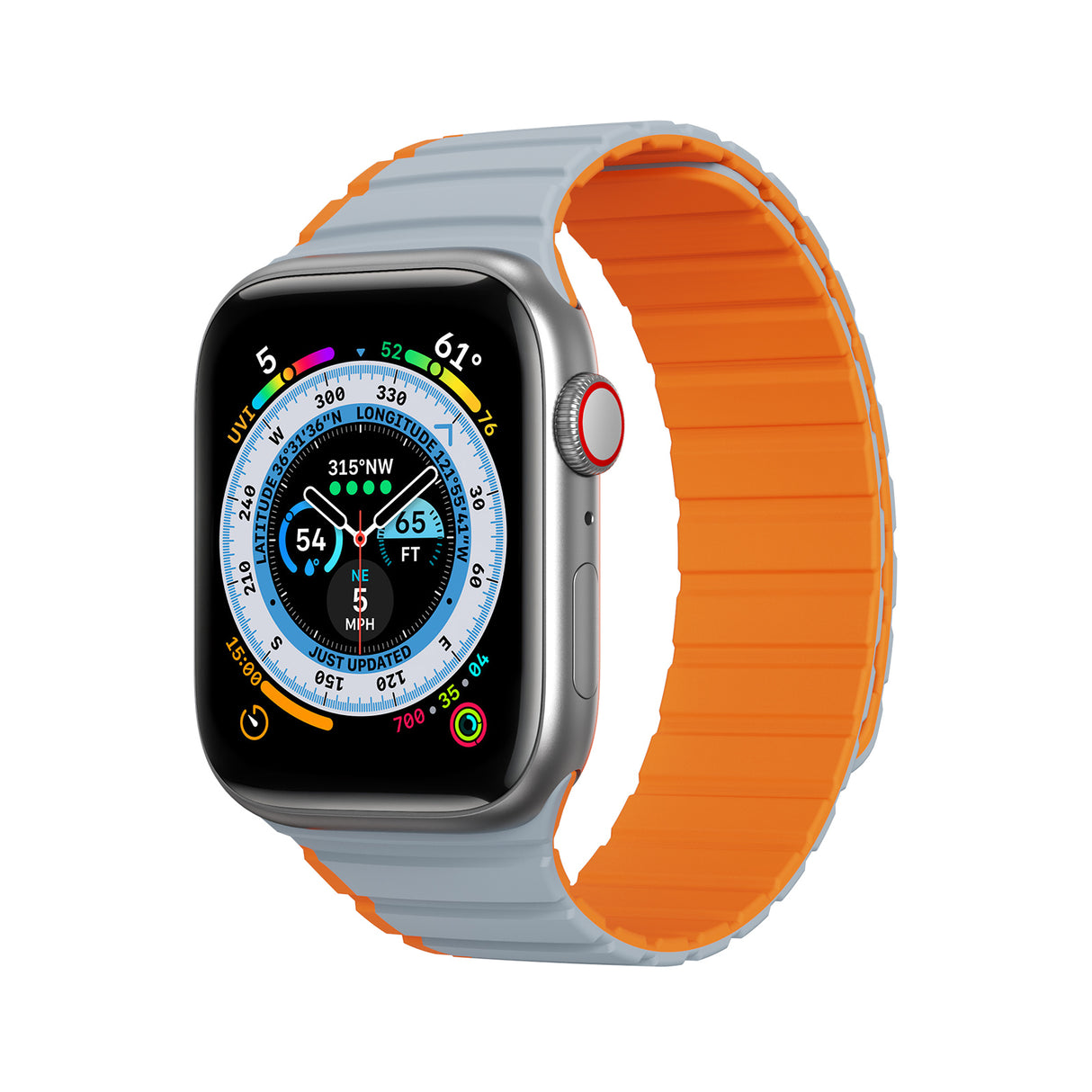Pulseira Magnética para Apple Watch SE, 9, 8, 7, 6, 5, 4, 3, 2, 1 (41, 40, 38 mm) Dux Ducis (Versão LD) - Cinza-Laranja