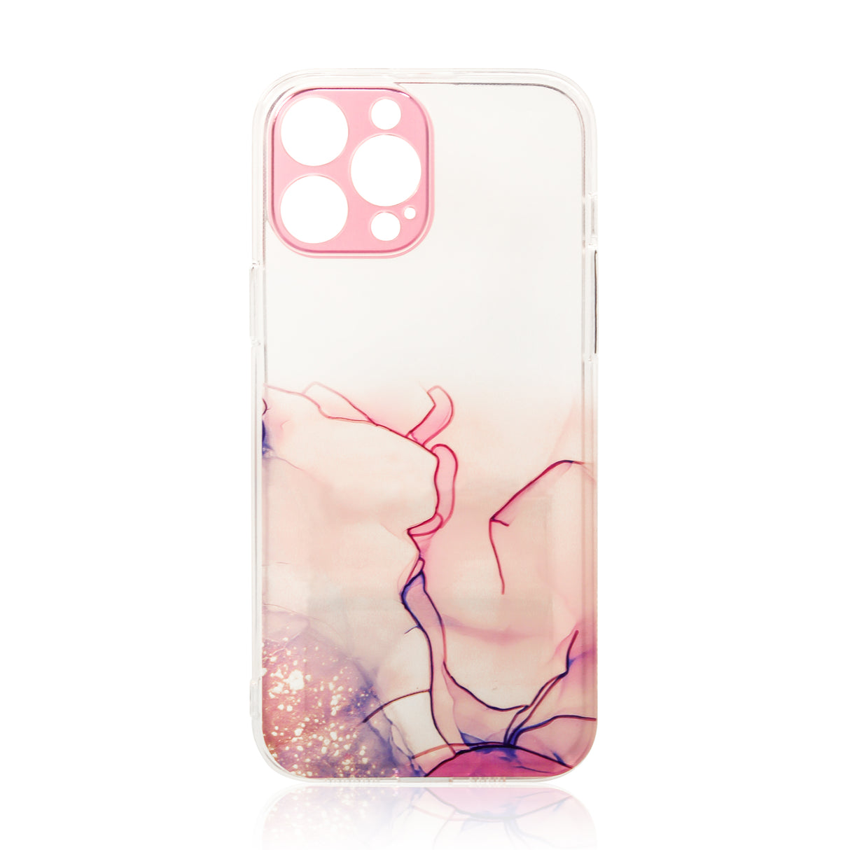 Capa de Mármore para iPhone 13 Pro Max, capa de gel rosa mármore.