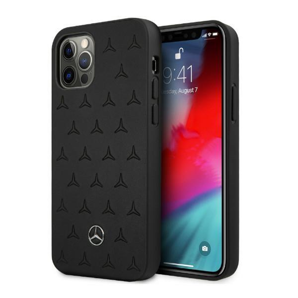 Estojo Mercedes de Couro com Estampa de Estrelas para iPhone 12 Pro Max - preto