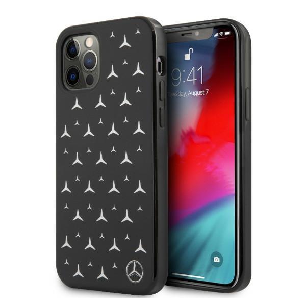 Capa Mercedes com Padrão de Estrelas Prateadas para iPhone 12 / iPhone 12 Pro - preta