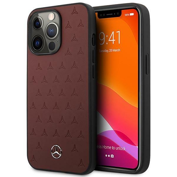 Etui Mercedes de Couro com Padrão de Estrelas para iPhone 13 Pro / iPhone 13 - vermelho