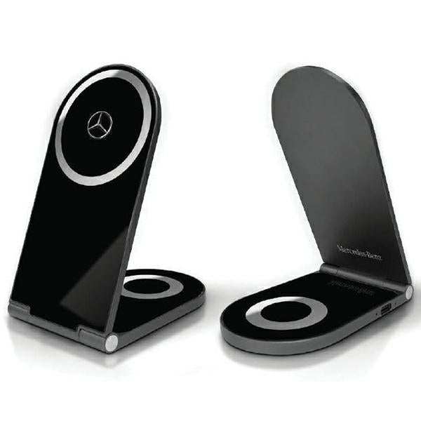 Carregador Indutivo Mercedes Silver Stars MagSafe Dobrável 2 em 1 15W - Preto